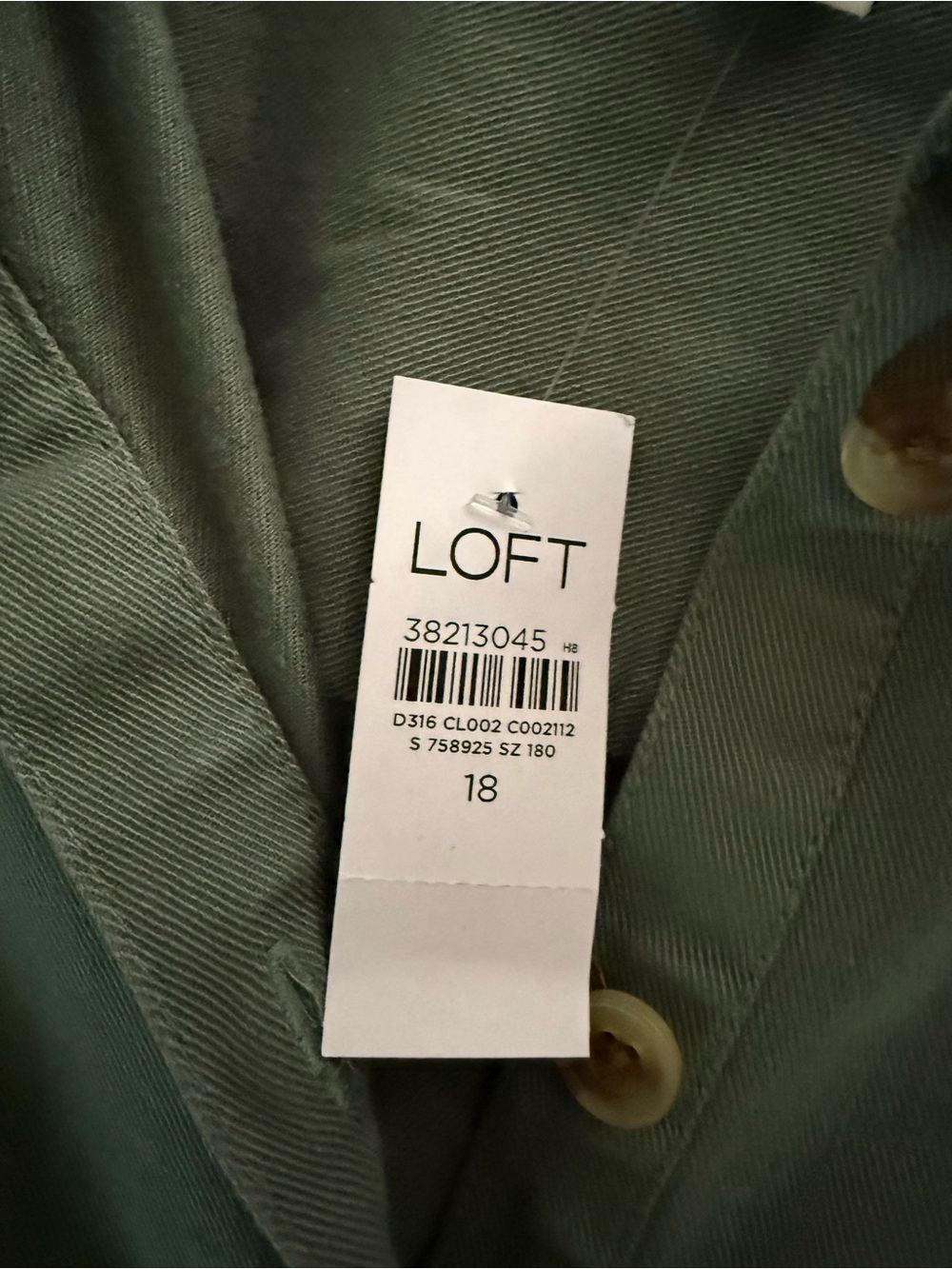 LOFT NWT❗️Collar Sage Green Button-Front Shirt Dress - Picture 5 of 8